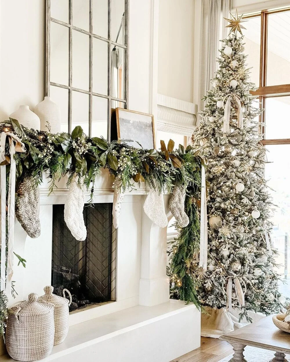 Christmas Mantel with Natural Beauty