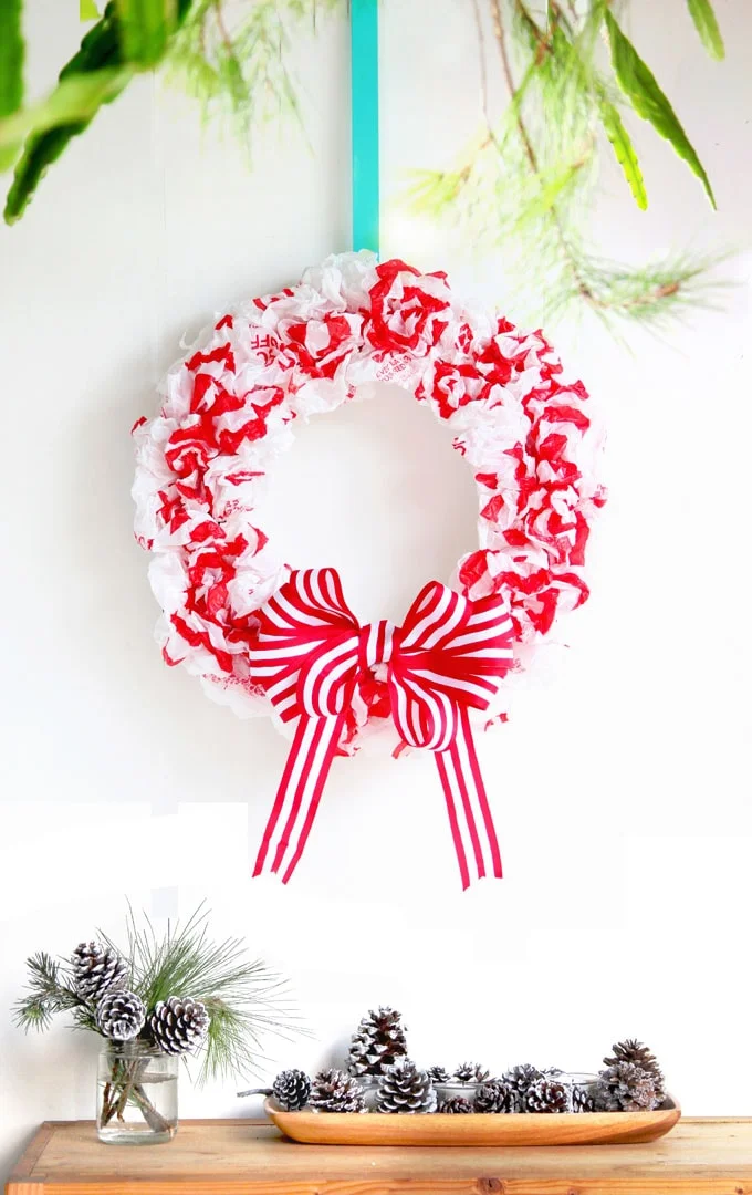 DIY Christmas Candy Cane Wreath