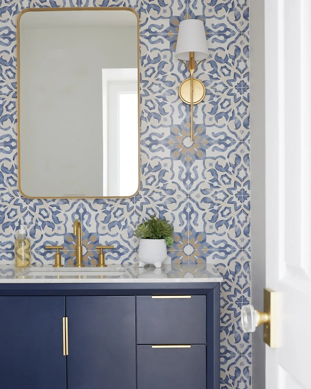 Mediterranean Blue Powder Room