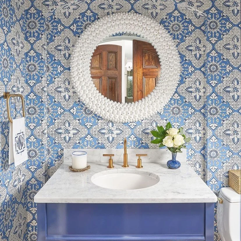 Bold Blue and White Powder Room