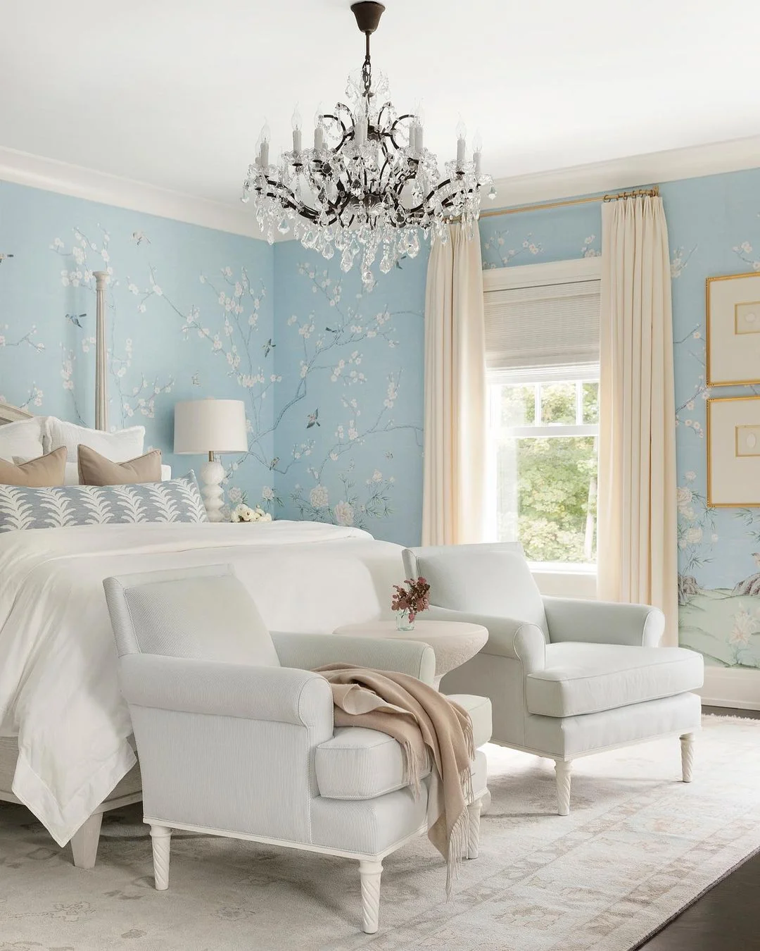 Tranquility with Floral Patterns and Soft Blues