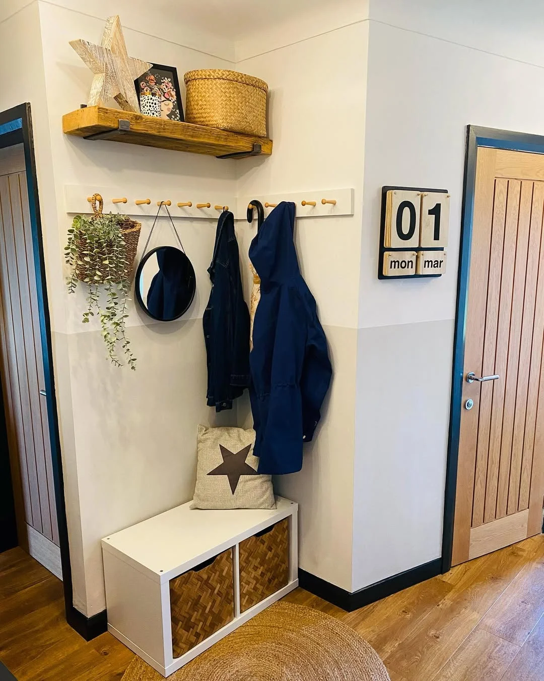 Rustic Corner Coat Rack with Shelf