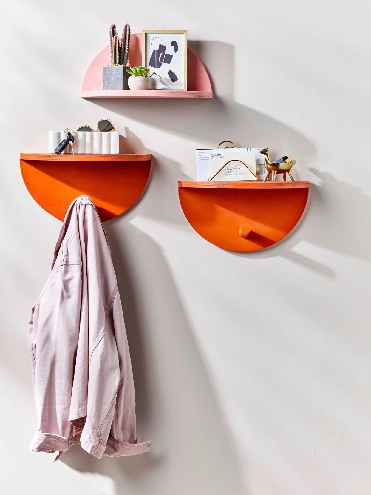 Half-Moon Shelf with Hooks