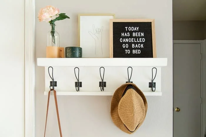 DIY Entryway Shelf with Hooks