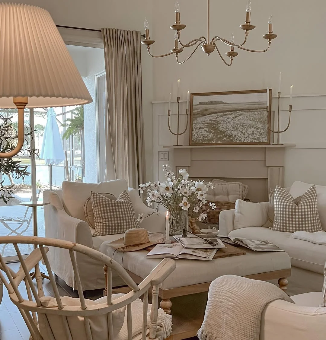 Neutral Cottage Living Room with a Touch of Farmhouse