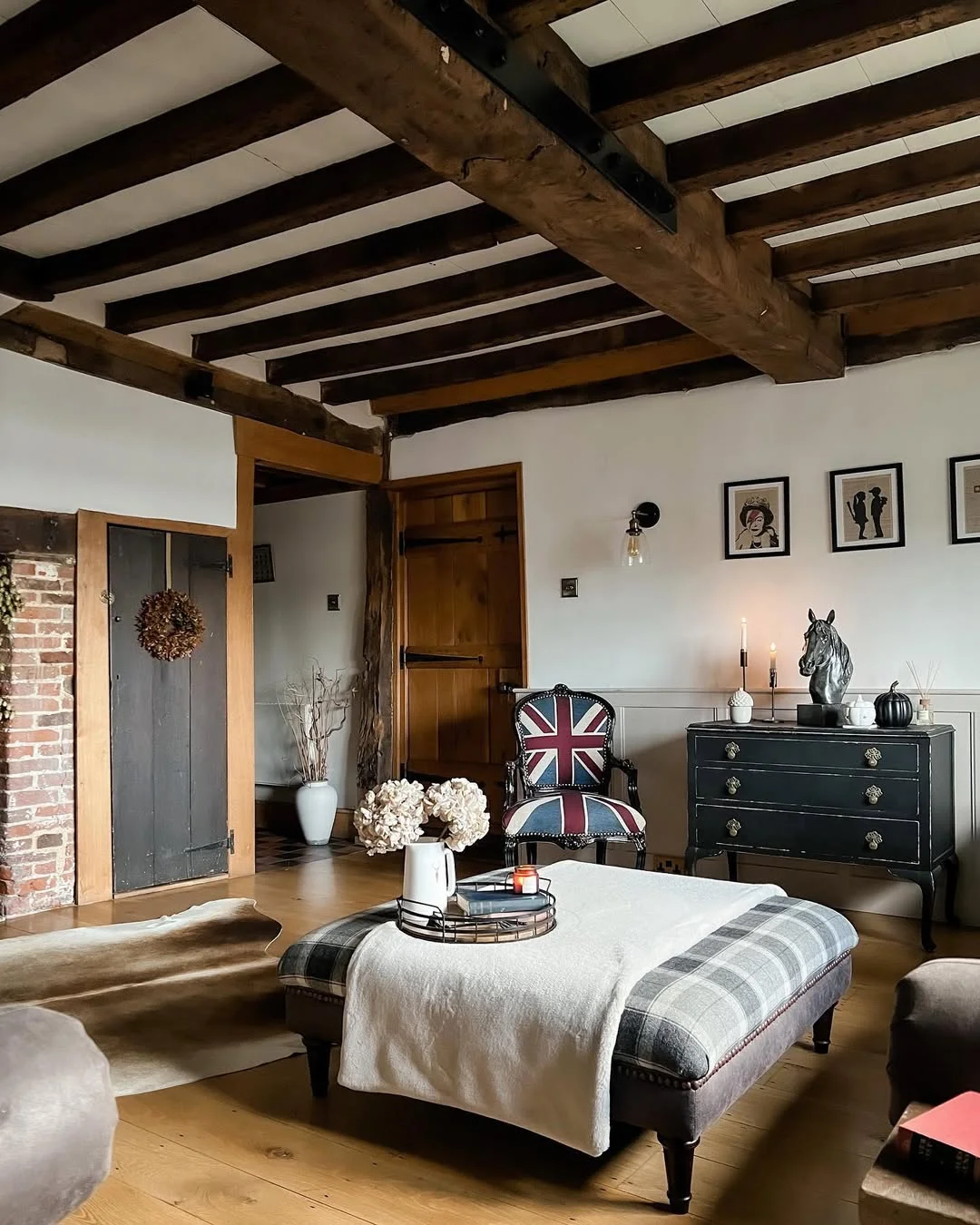 Rustic Cottage Living Room with Exposed Beams