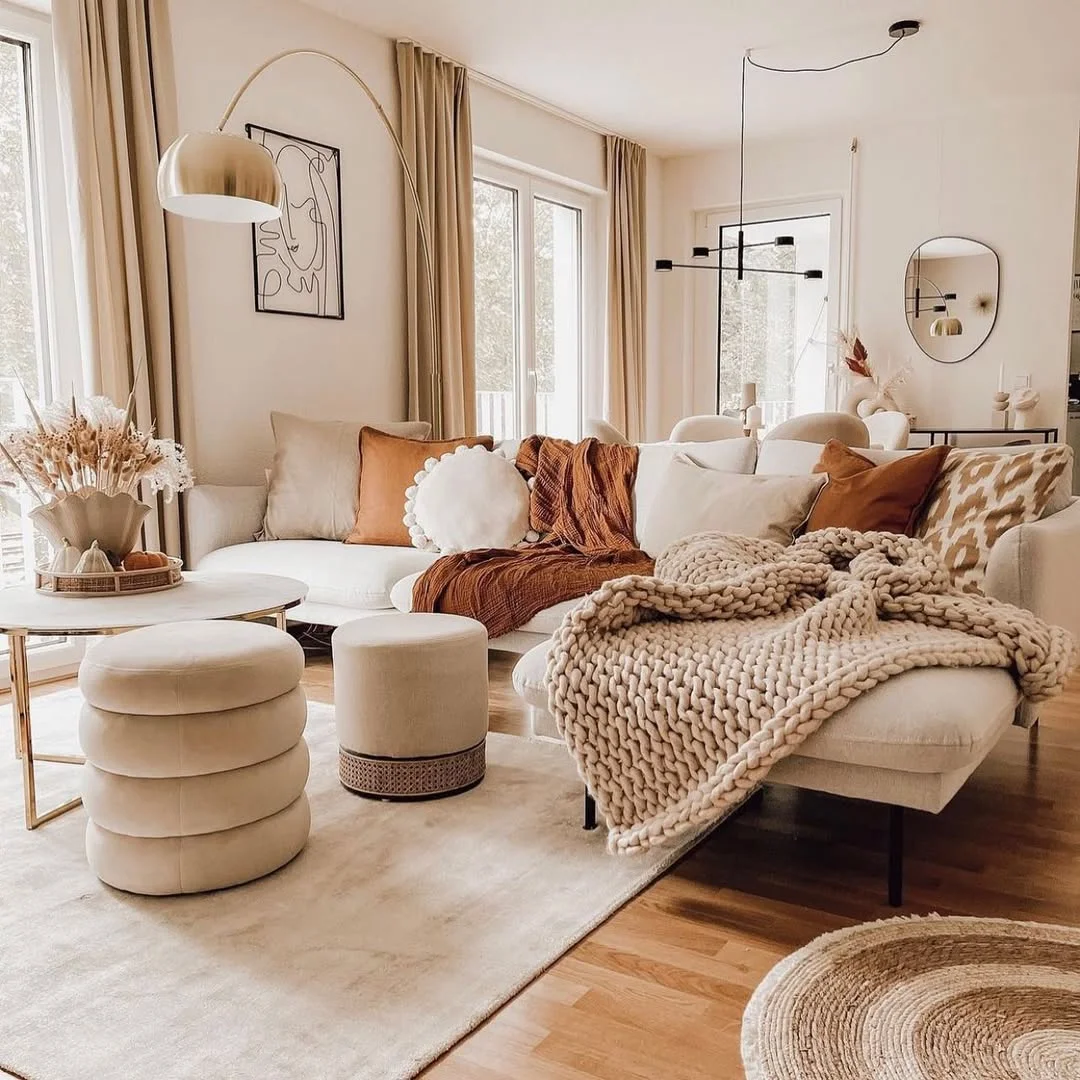 Neutral Bohemian Living Room