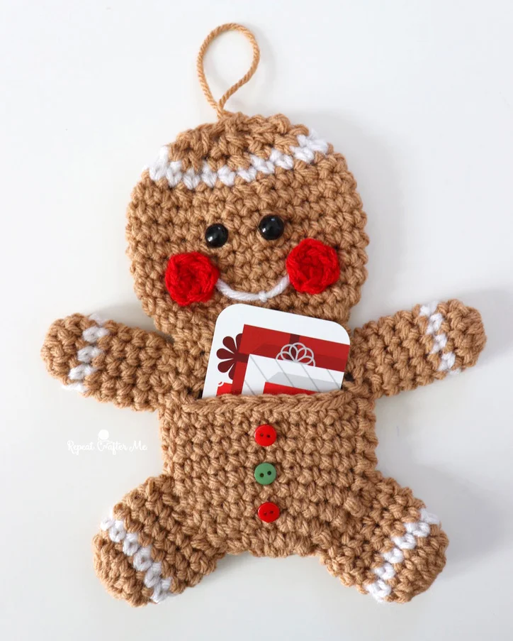 Crochet Gingerbread Man Gift Card Holder