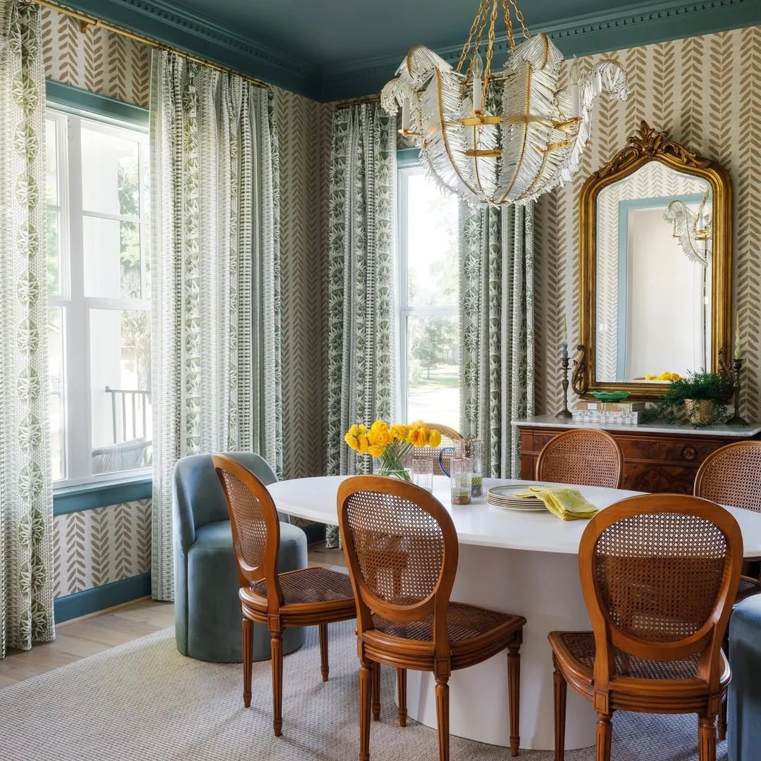 Chic Dining Room with Teal and Gold Accents