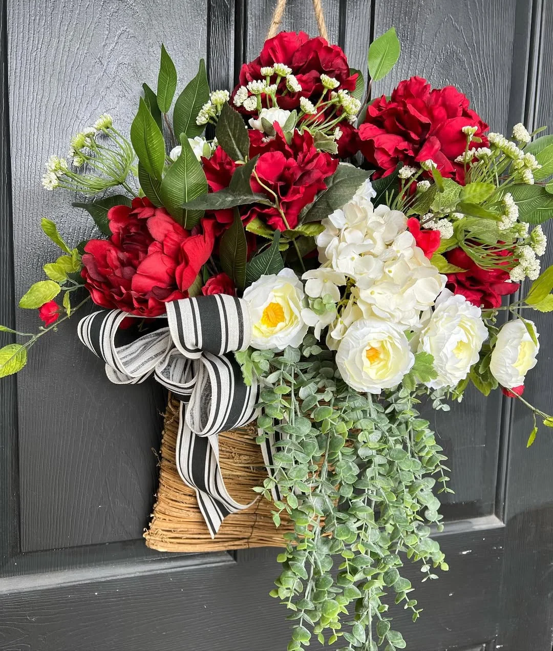 Red and White Door Basket