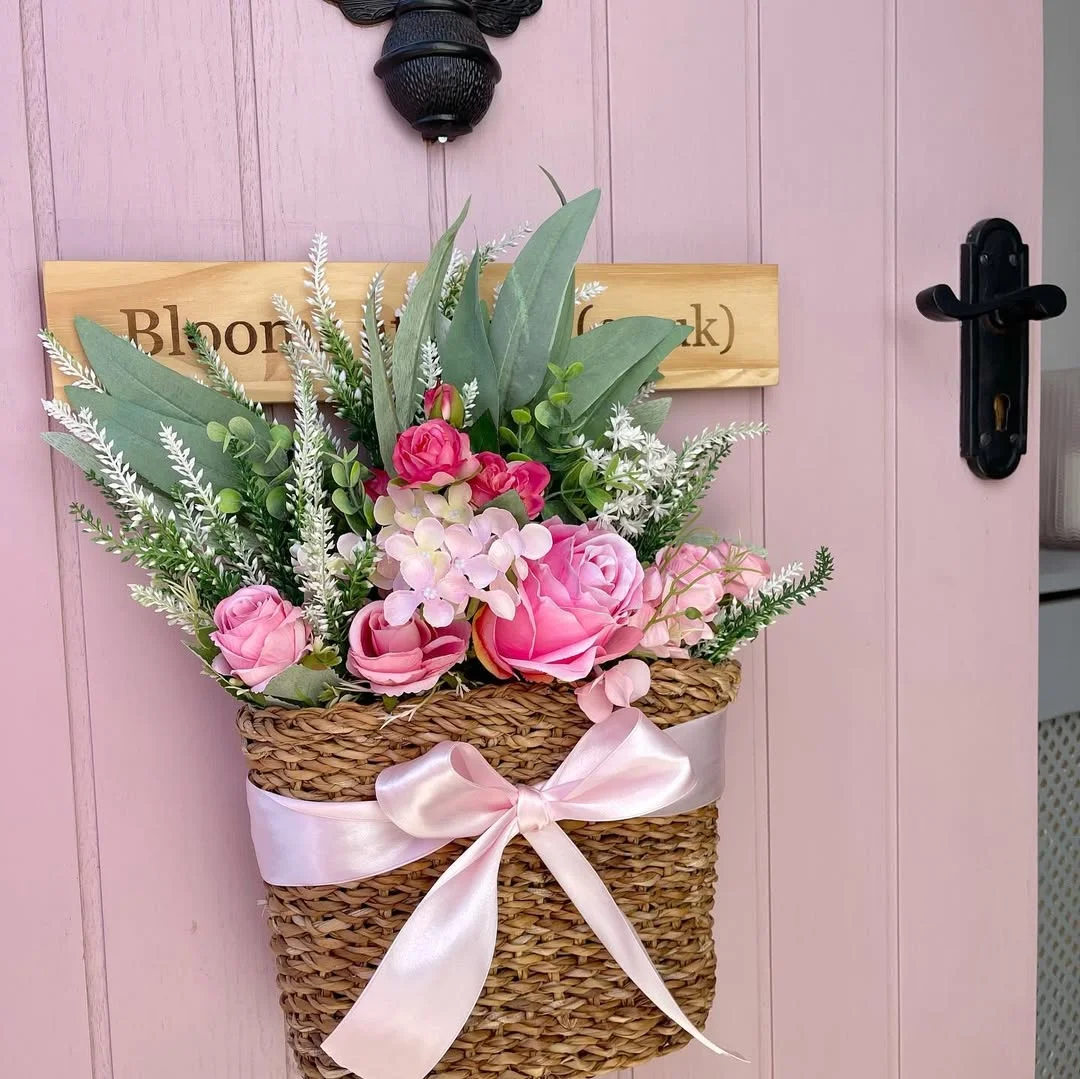 Pink Bloom Door Basket