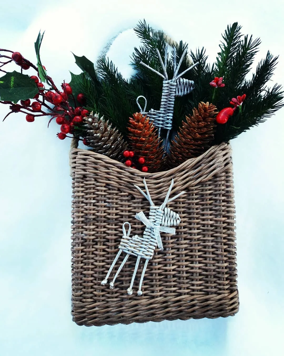 Festive Reindeer Door Basket