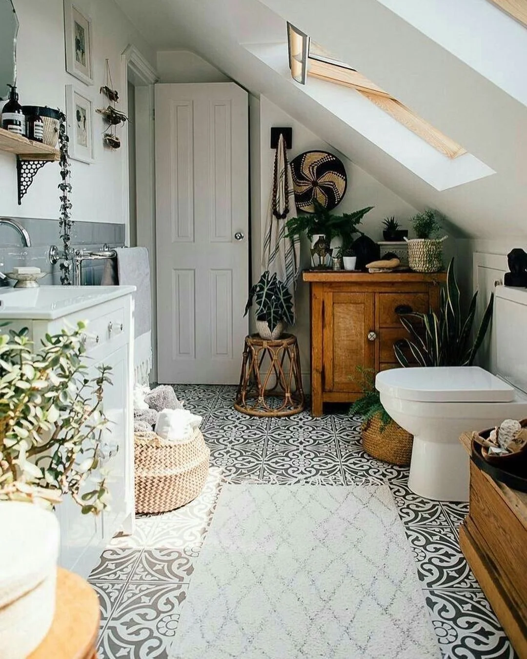 Earthy Attic Bathroom Retreat