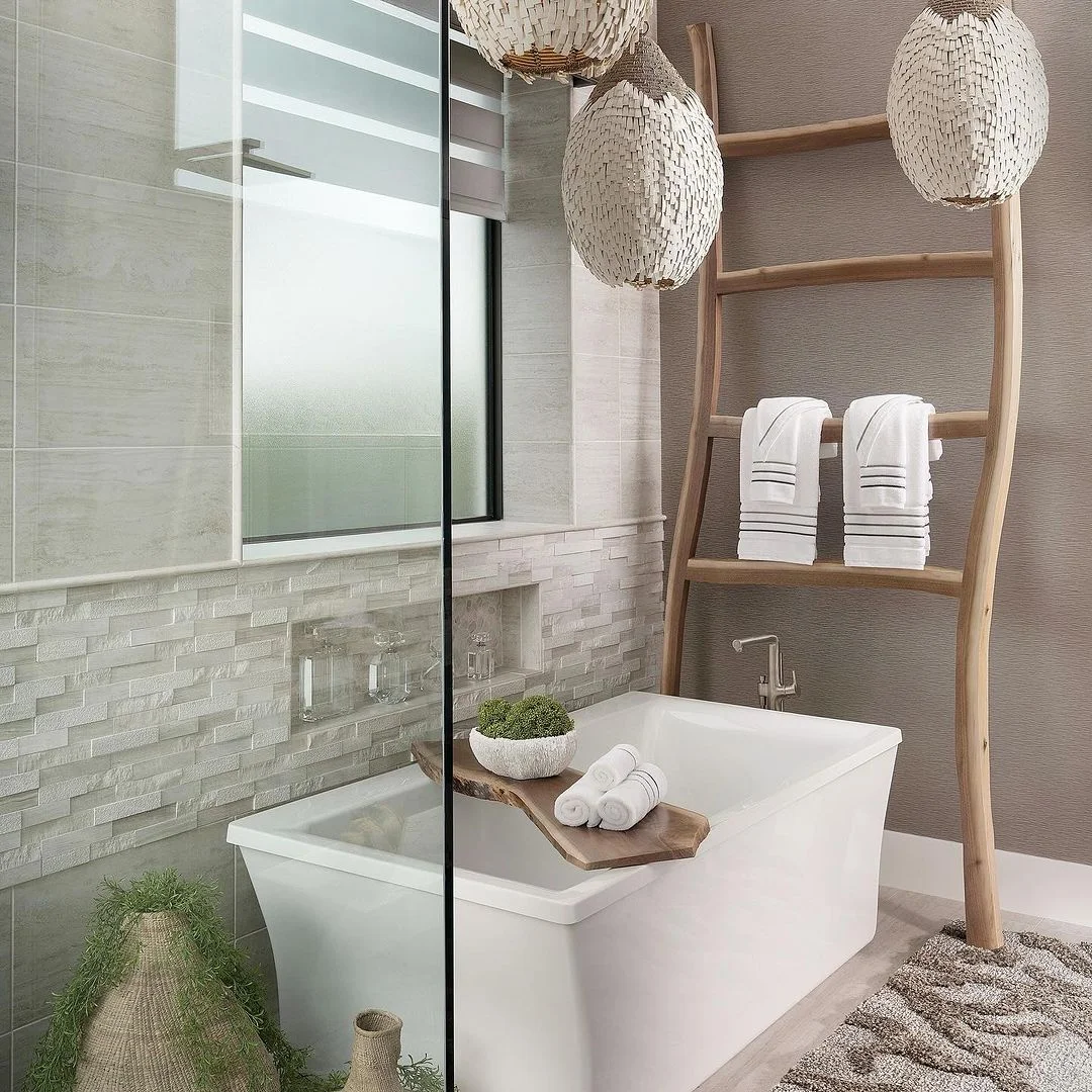 Earthy Spa Bathroom with Textural Accents