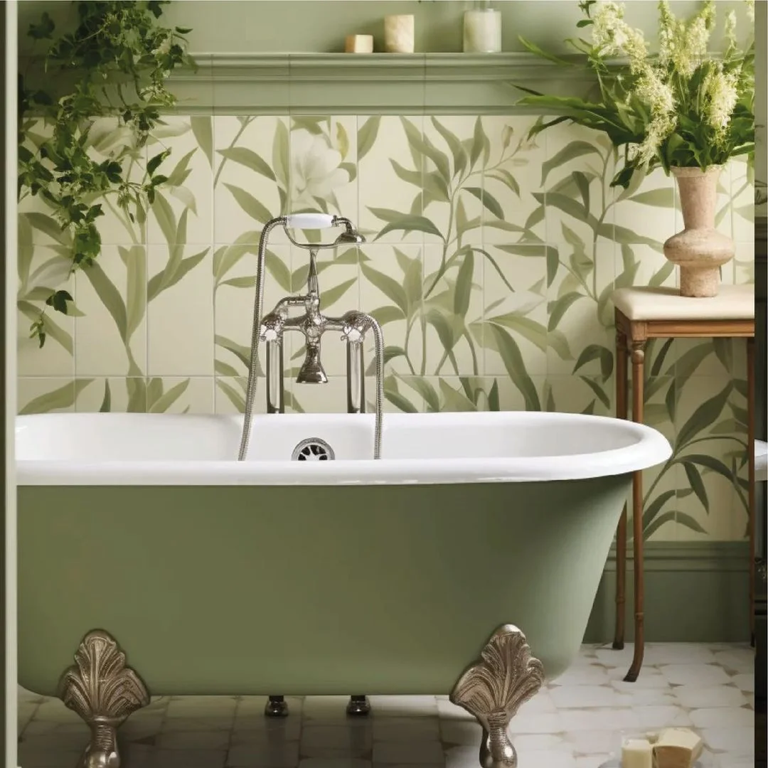 Earthy Botanical Bathroom with Vintage Flair