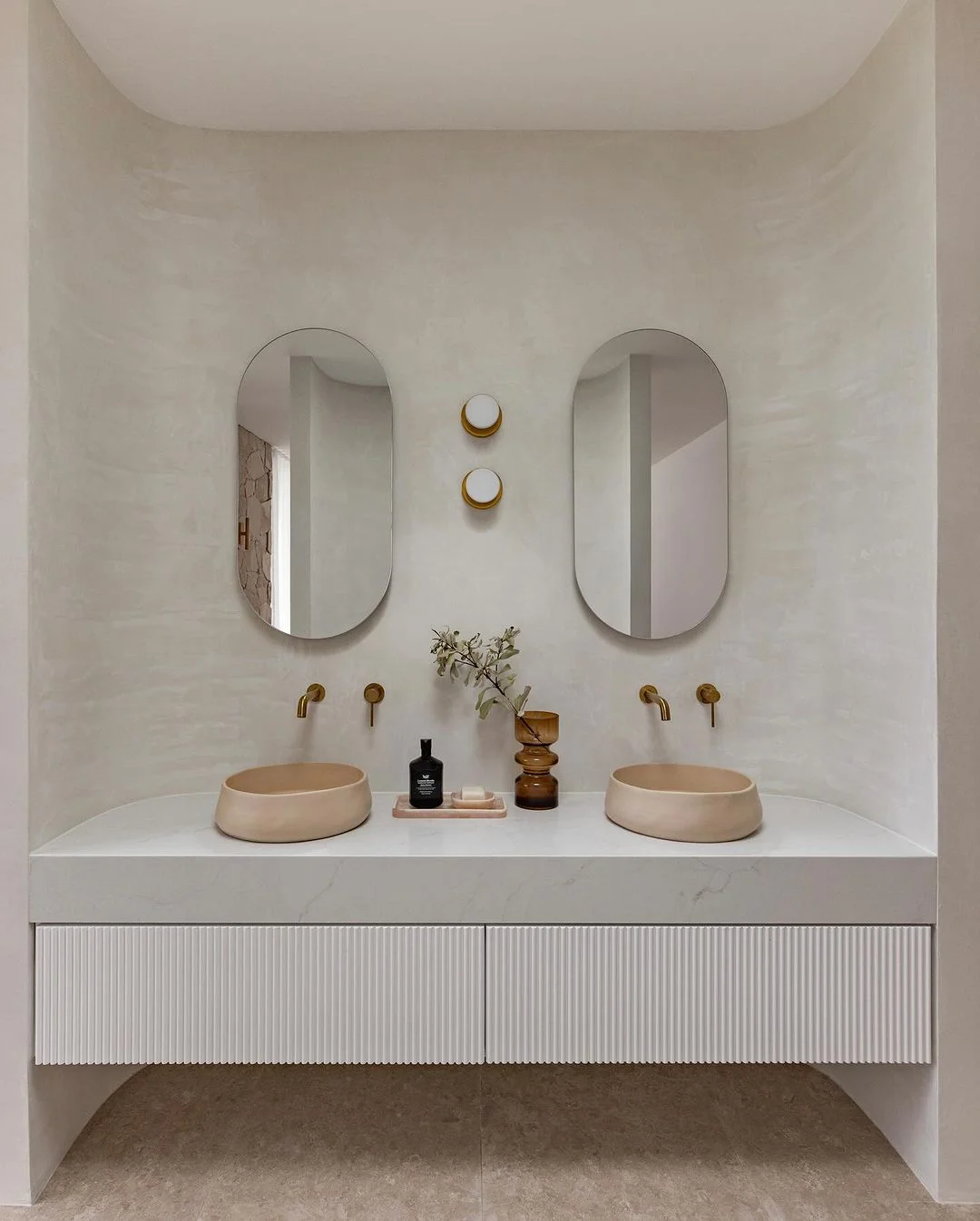 Earthy Minimalist Bathroom with Sculptural Elements