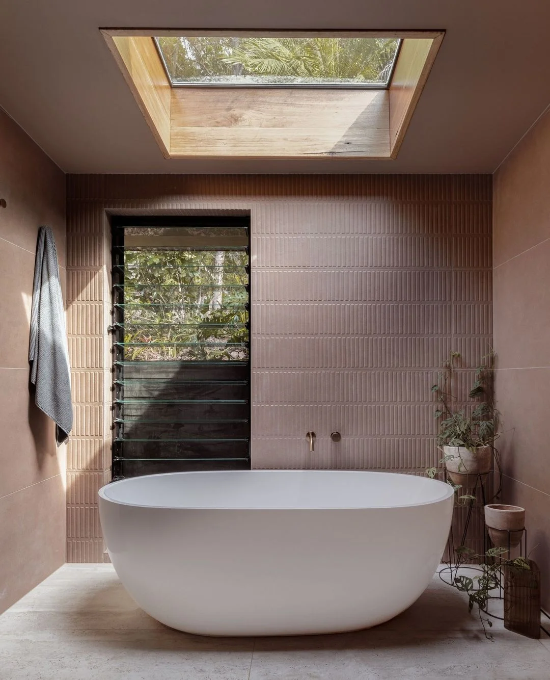 Earthy Modern Bathroom with Nature Views