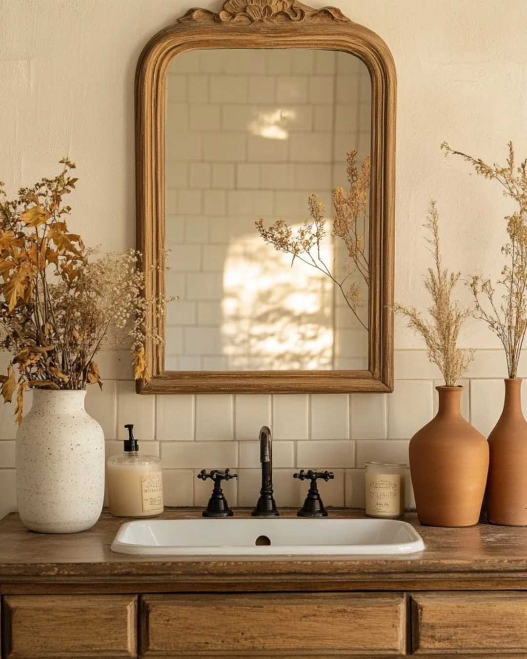 Earthy Bathroom with Rustic Farmhouse Charm