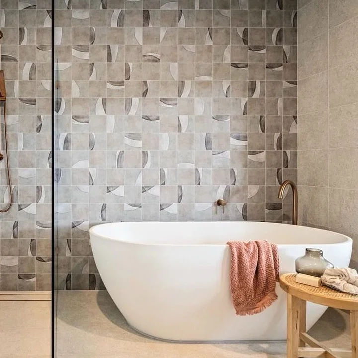 Earthy Bathroom with Artistic Tiles