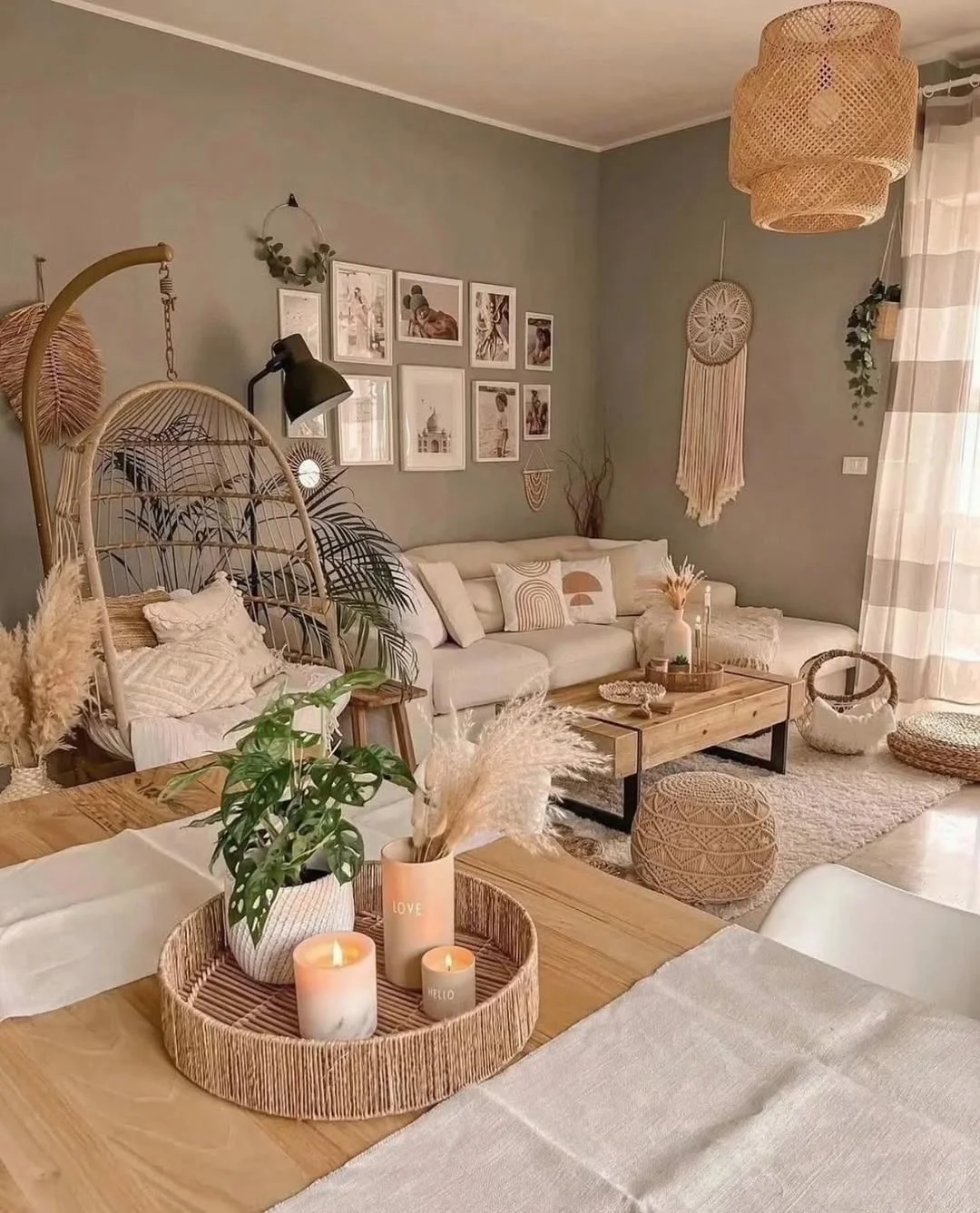 Cozy Neutral Bohemian Living Room