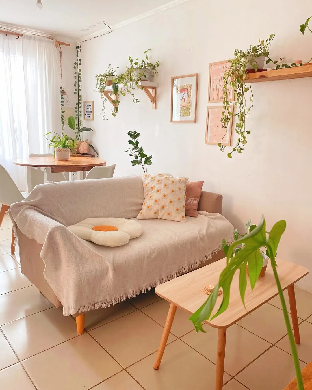 Light &amp; Airy Plant-Filled Living Room