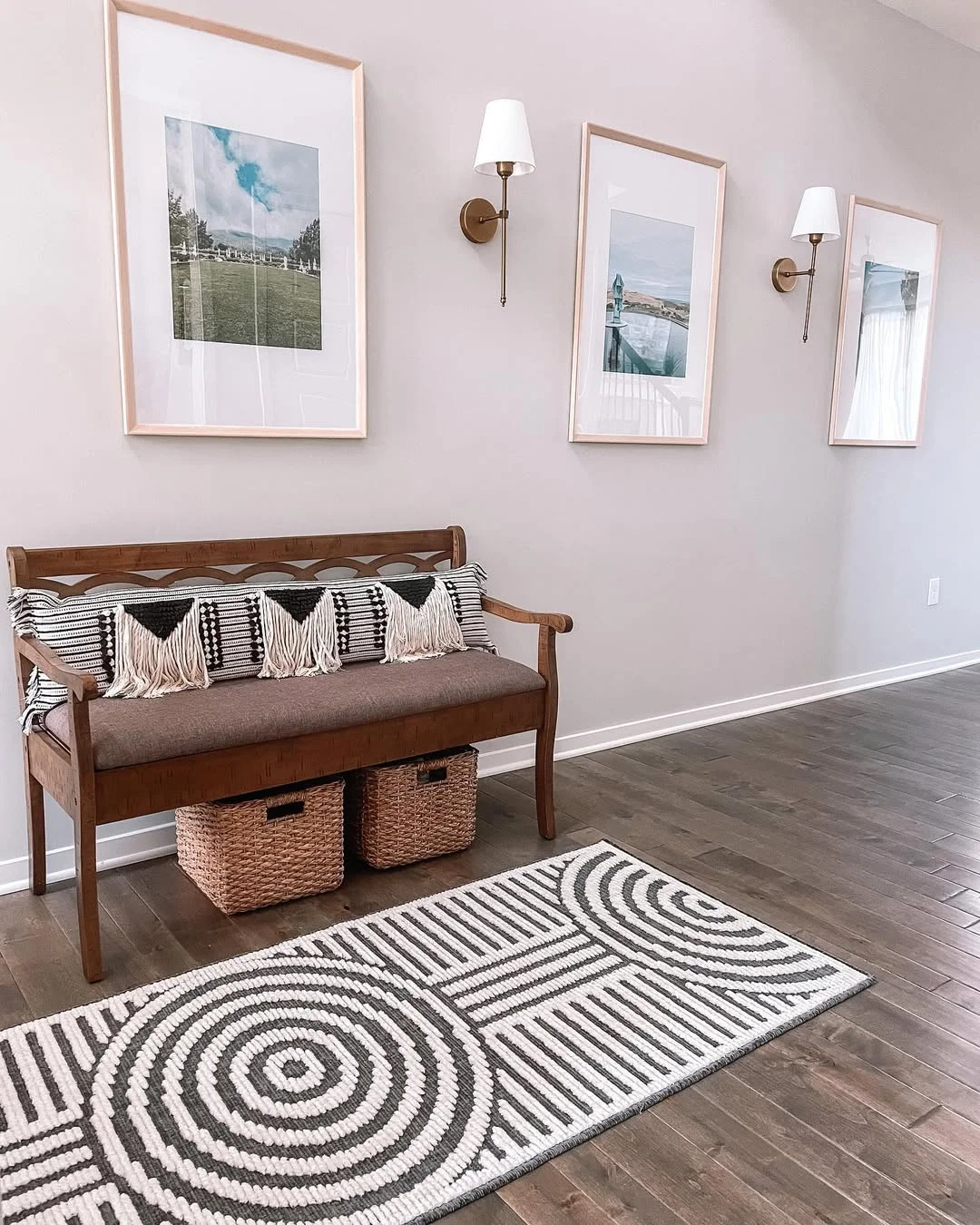 Modern Entryway with Geometric Rug