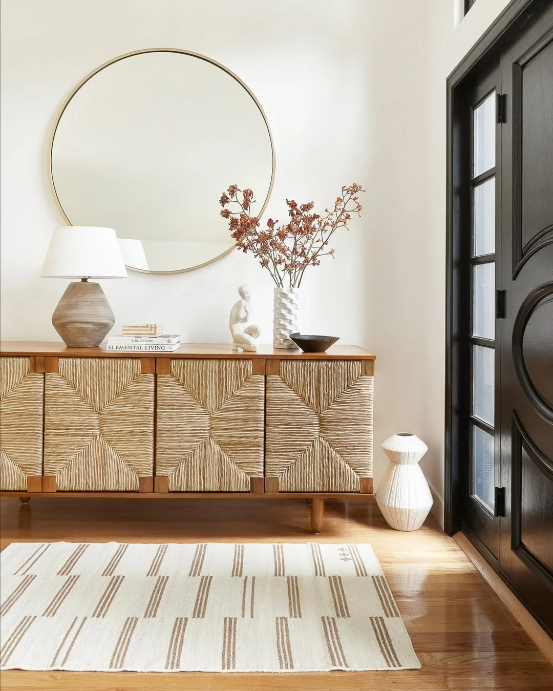 Modern Entryway with Textured Rug