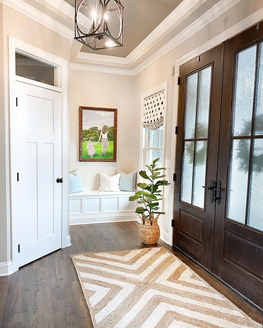 Welcoming Entryway with Chevron Rug