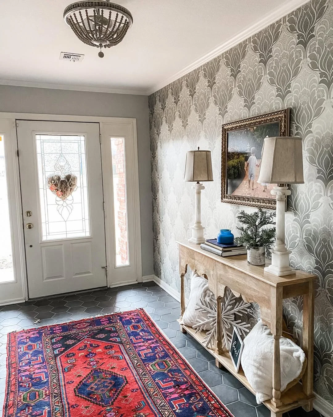 Bohemian Entryway with Persian Rug