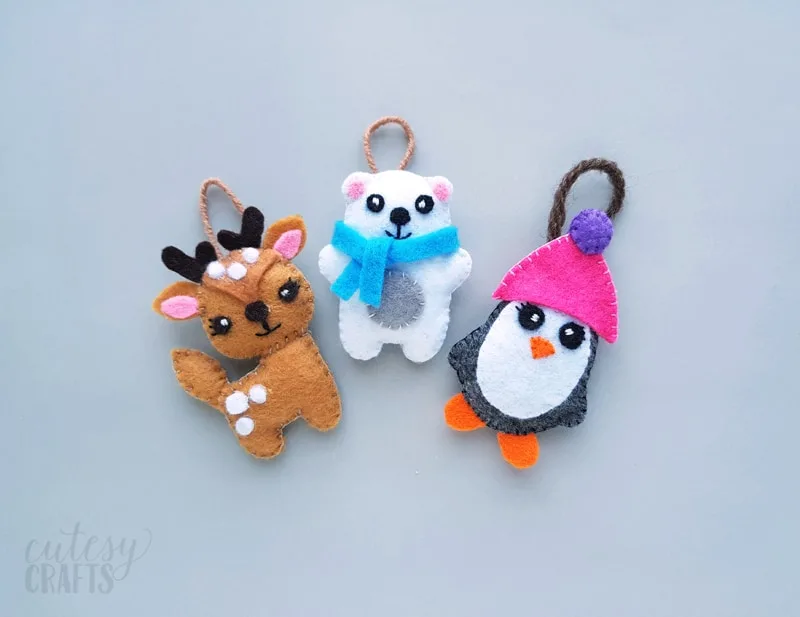 Felt Animal Christmas Ornaments