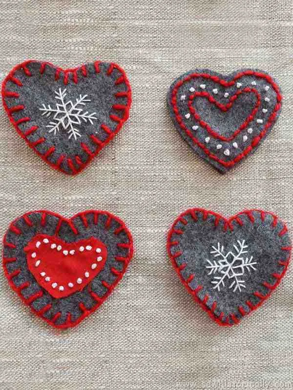 DIY Felt Heart Ornaments