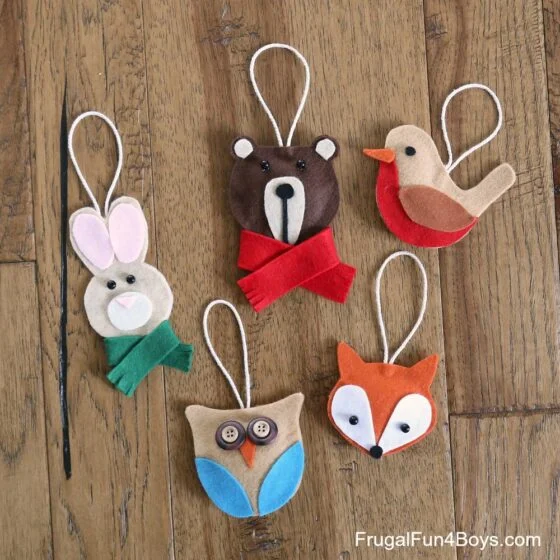 No-Sew Felt Woodland Animal Christmas Ornaments