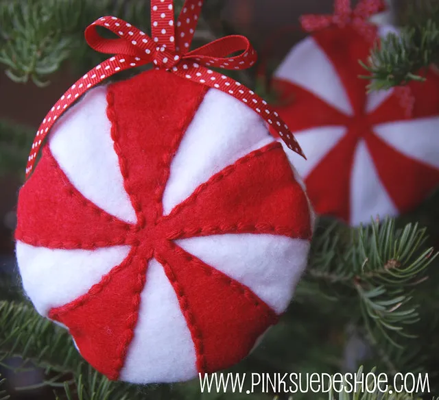 Felt Peppermint Christmas Ornaments