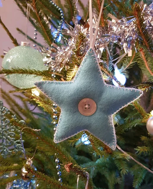 Felt Star Christmas Ornaments with Button