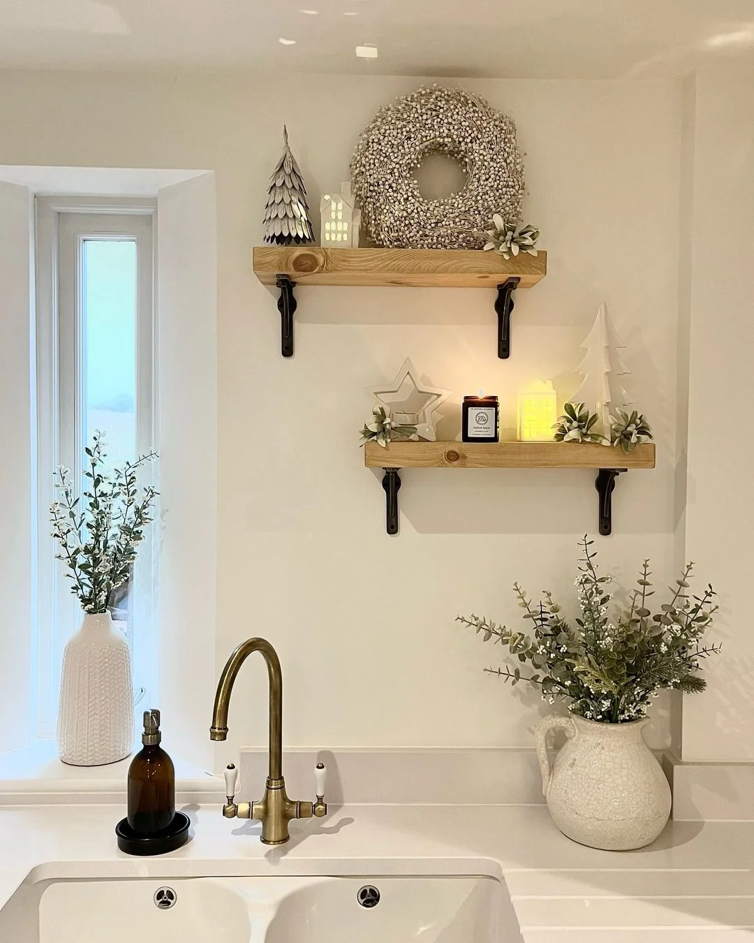 Festive Floating Shelves Kitchen