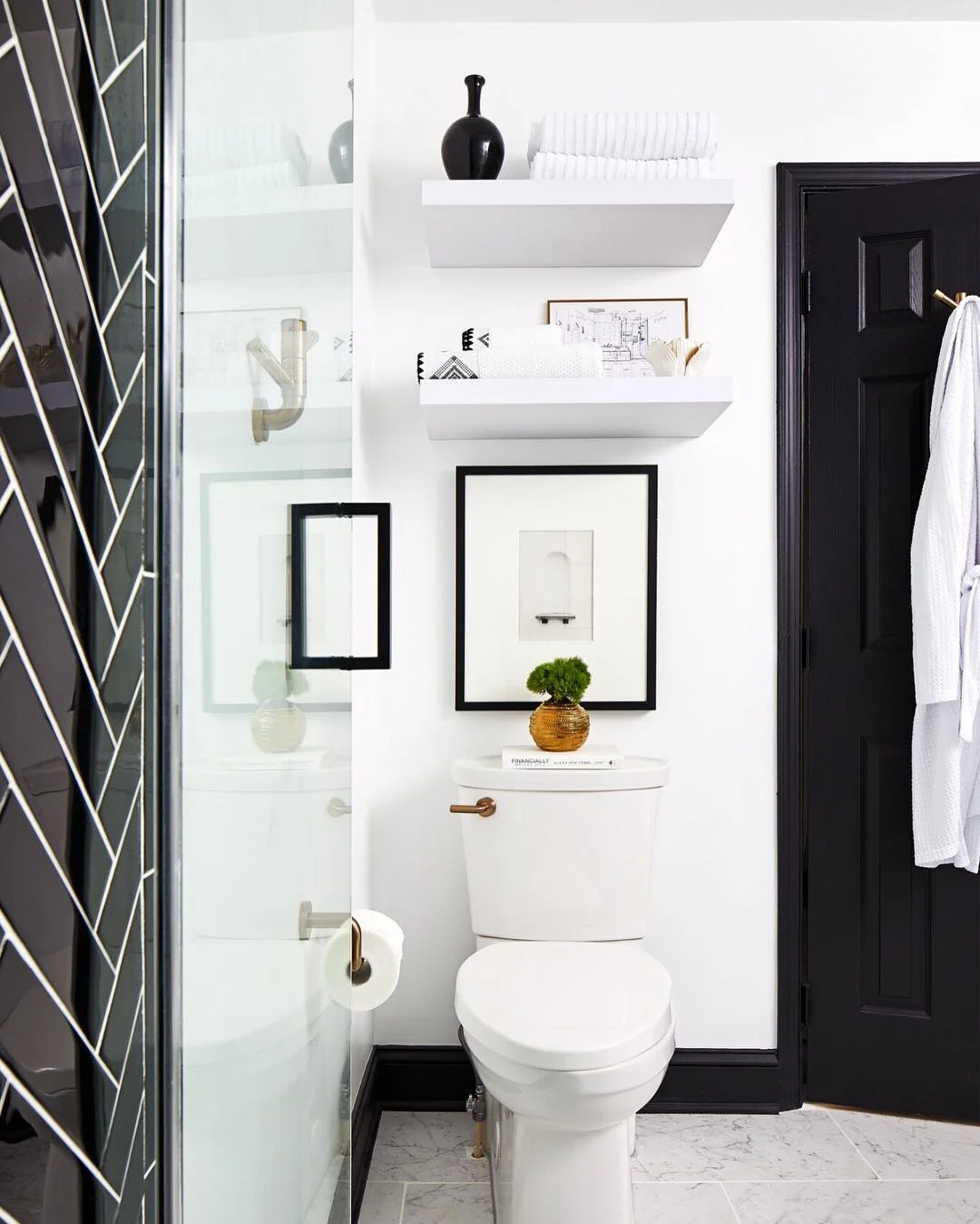 Floating Shelves Chic Bathroom