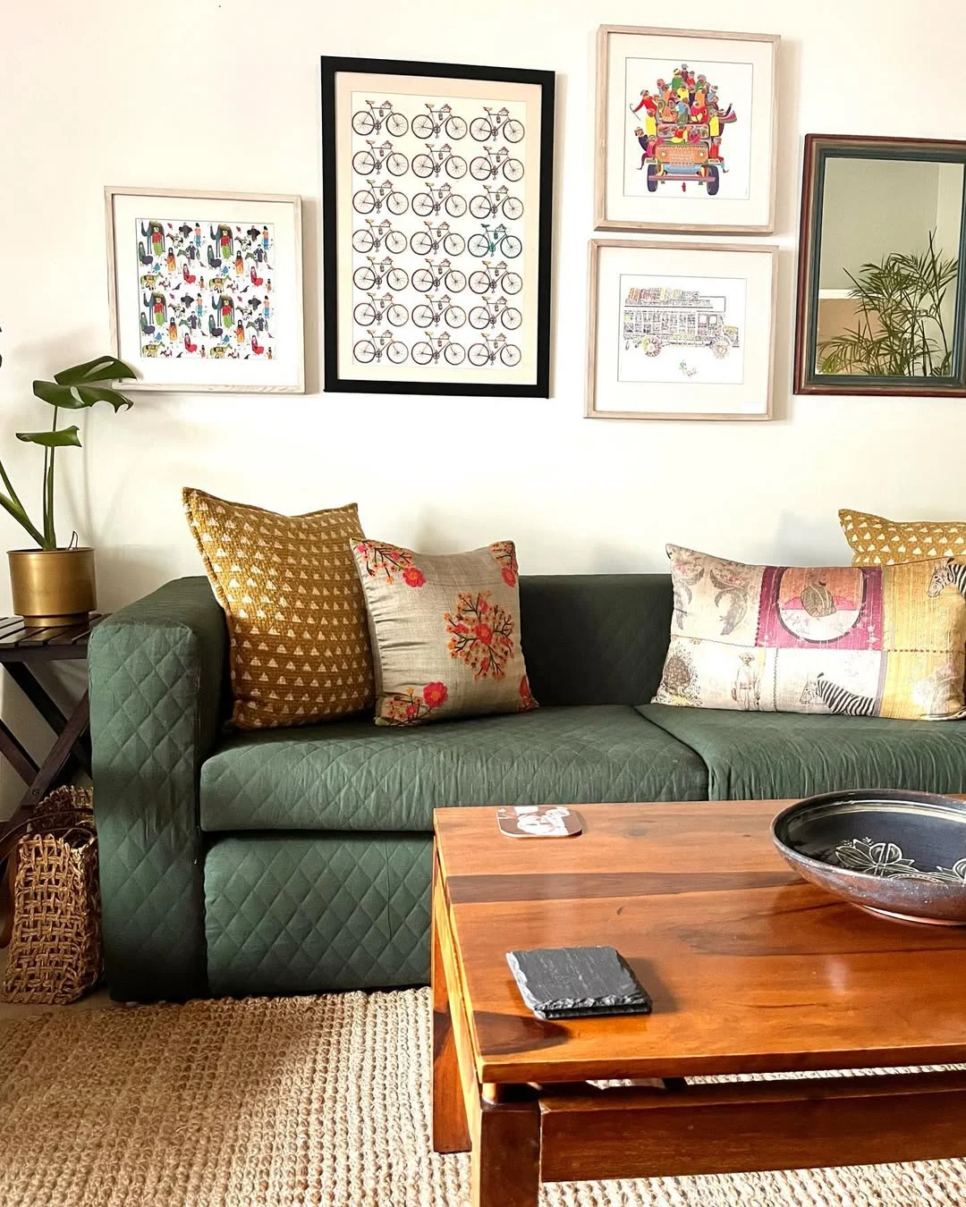 Earthy Green Couch Living Room