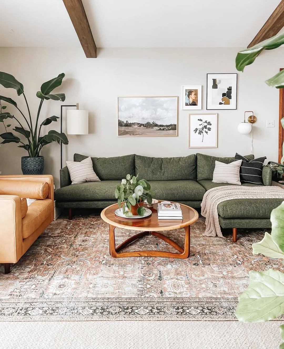 Cozy Green Sectional Living Room