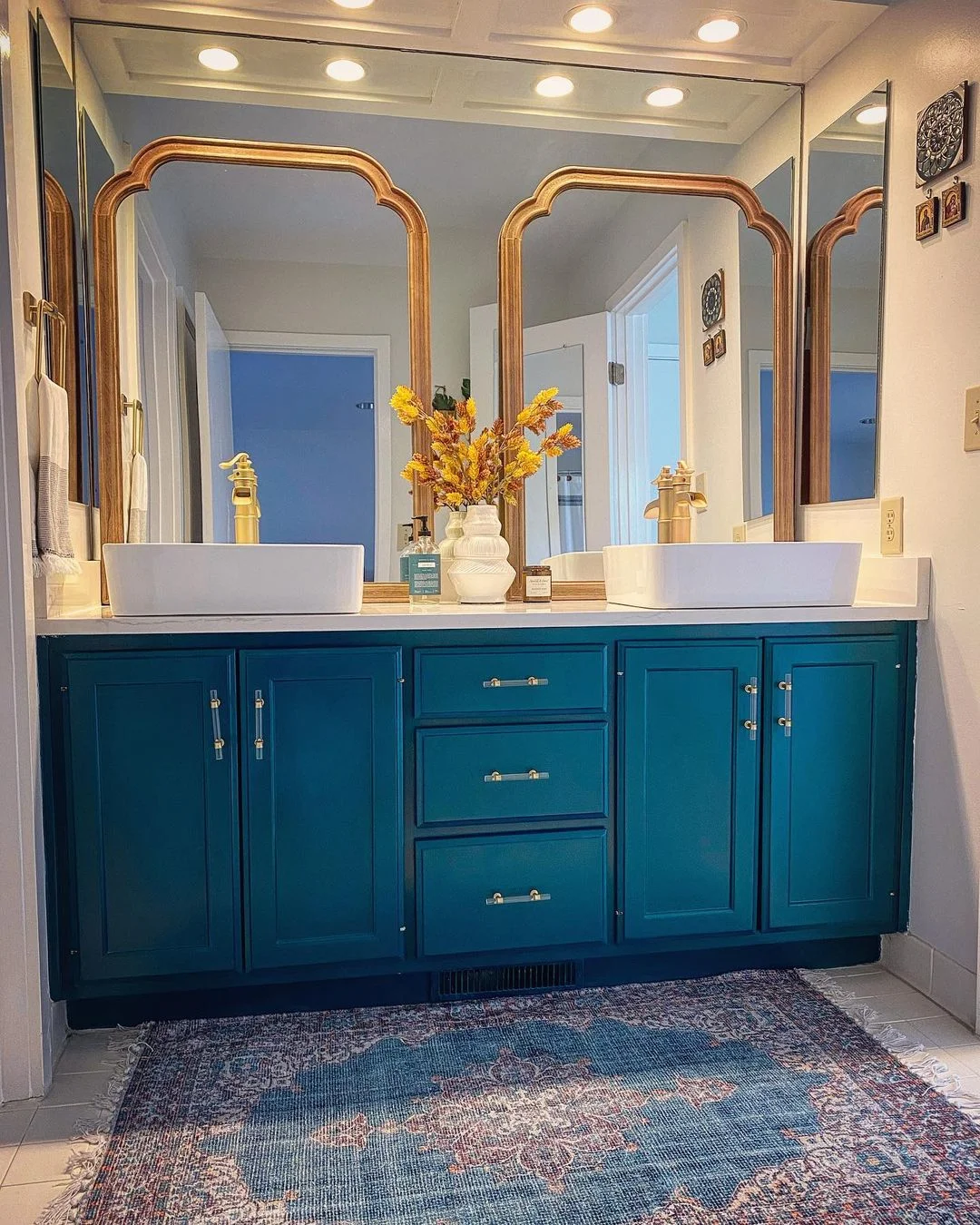 Jewel-Toned Double Vanity Bathroom