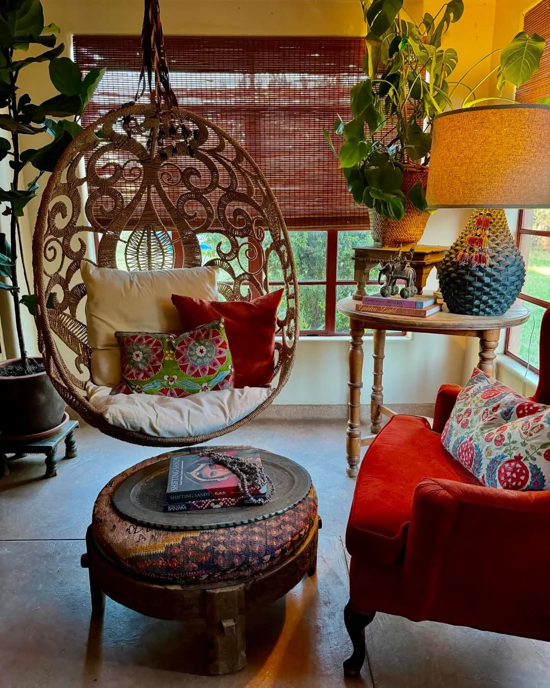 Bohemian Hanging Chair Reading Nook