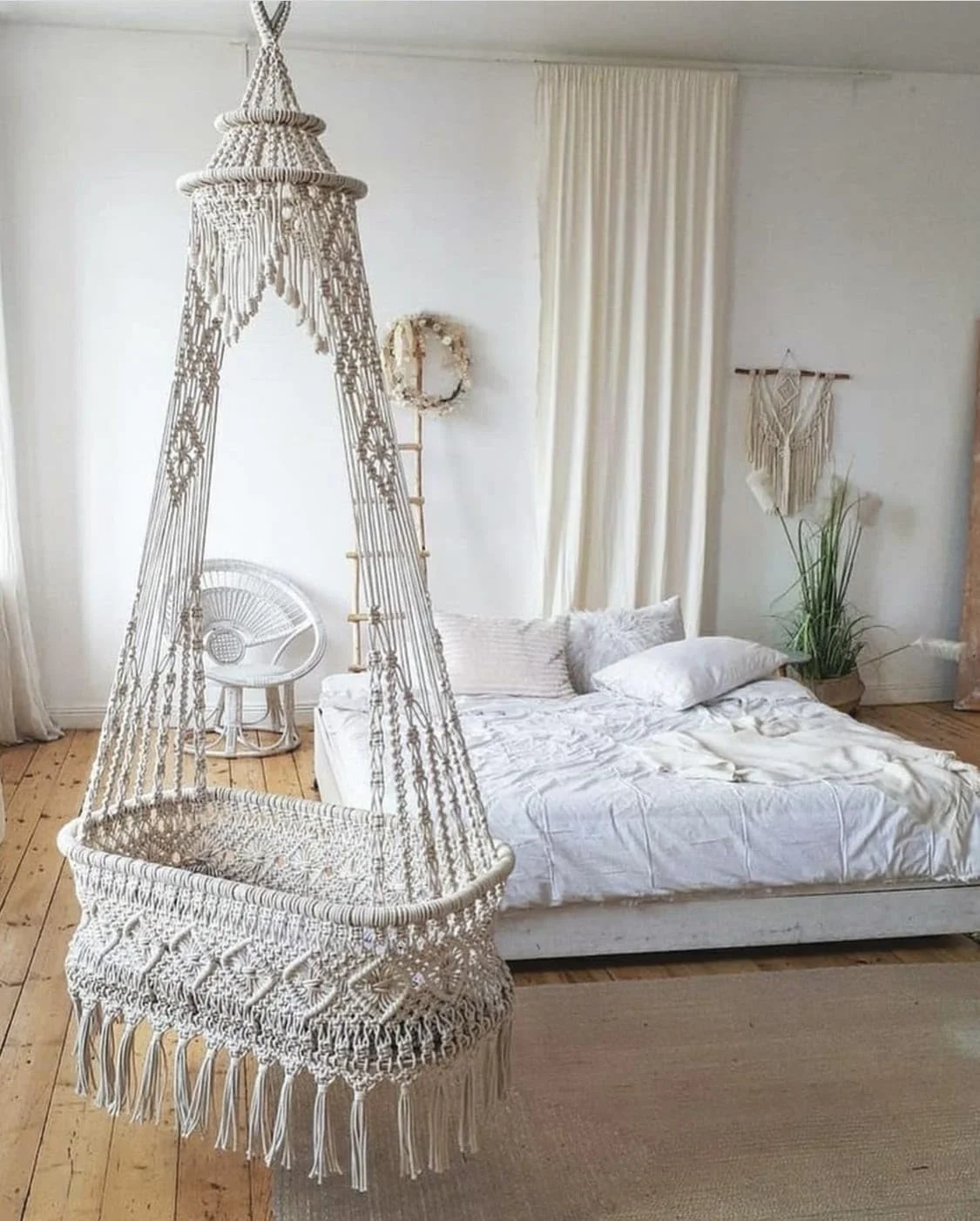 Hanging Macrame Baby Bassinet