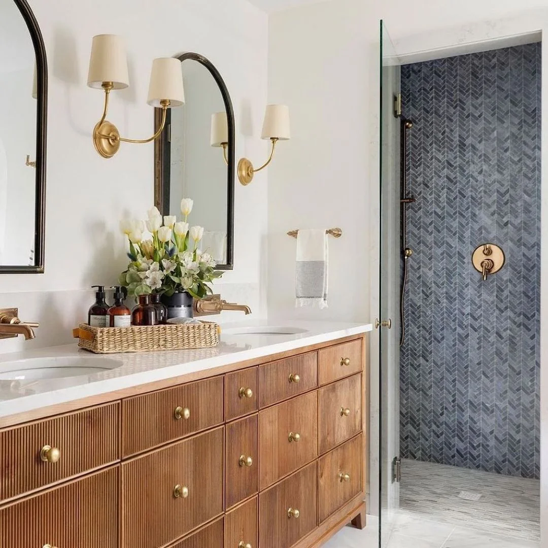 Chic Herringbone Shower Retreat