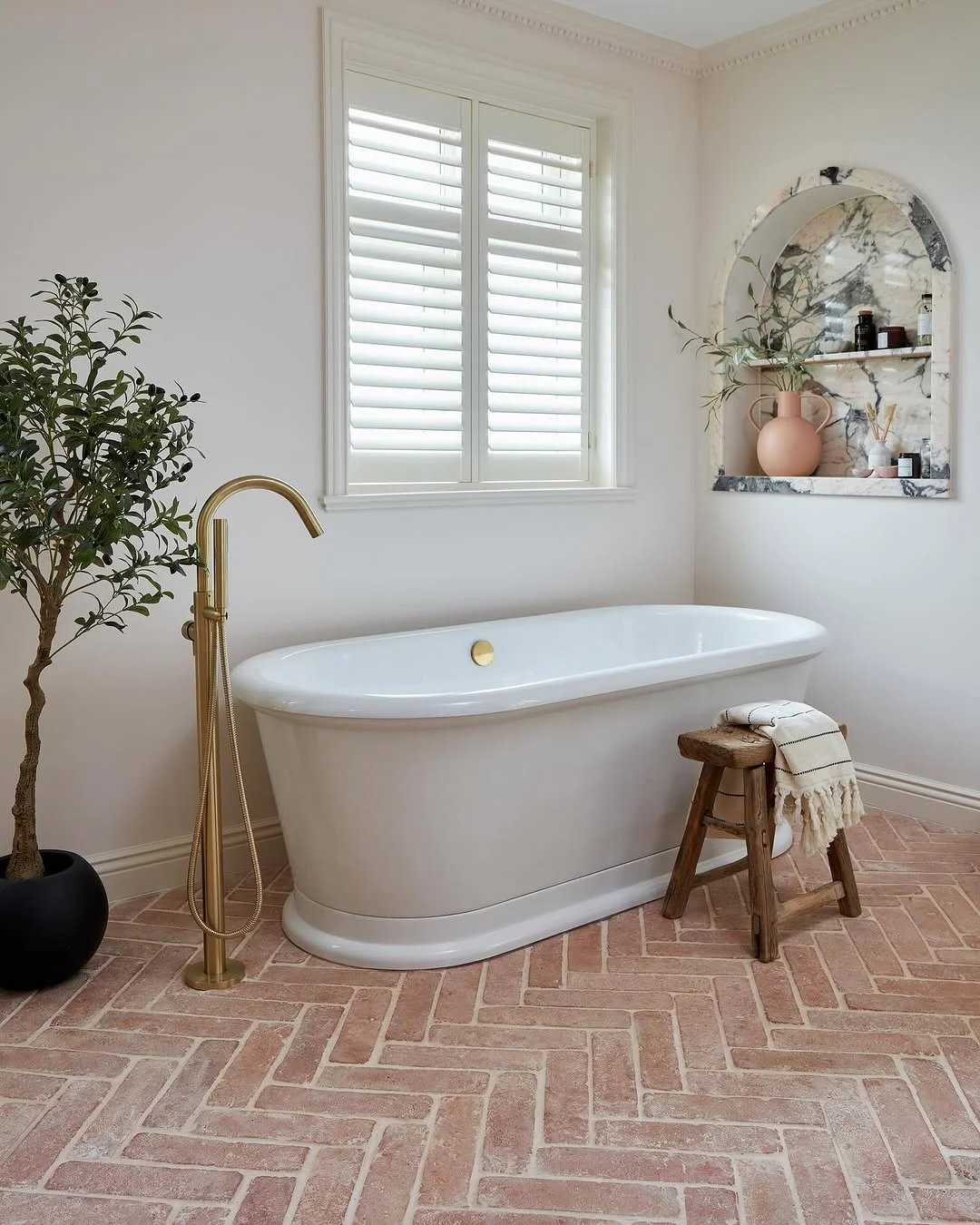 Rustic Chic Herringbone Bathroom