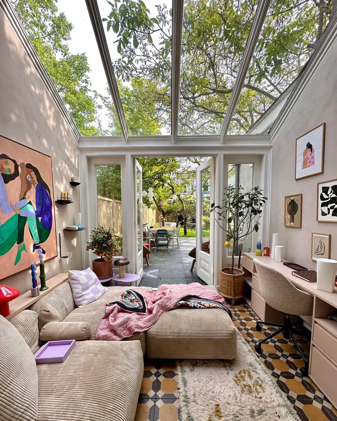 Eclectic Sunroom with Indoor-Outdoor Flow