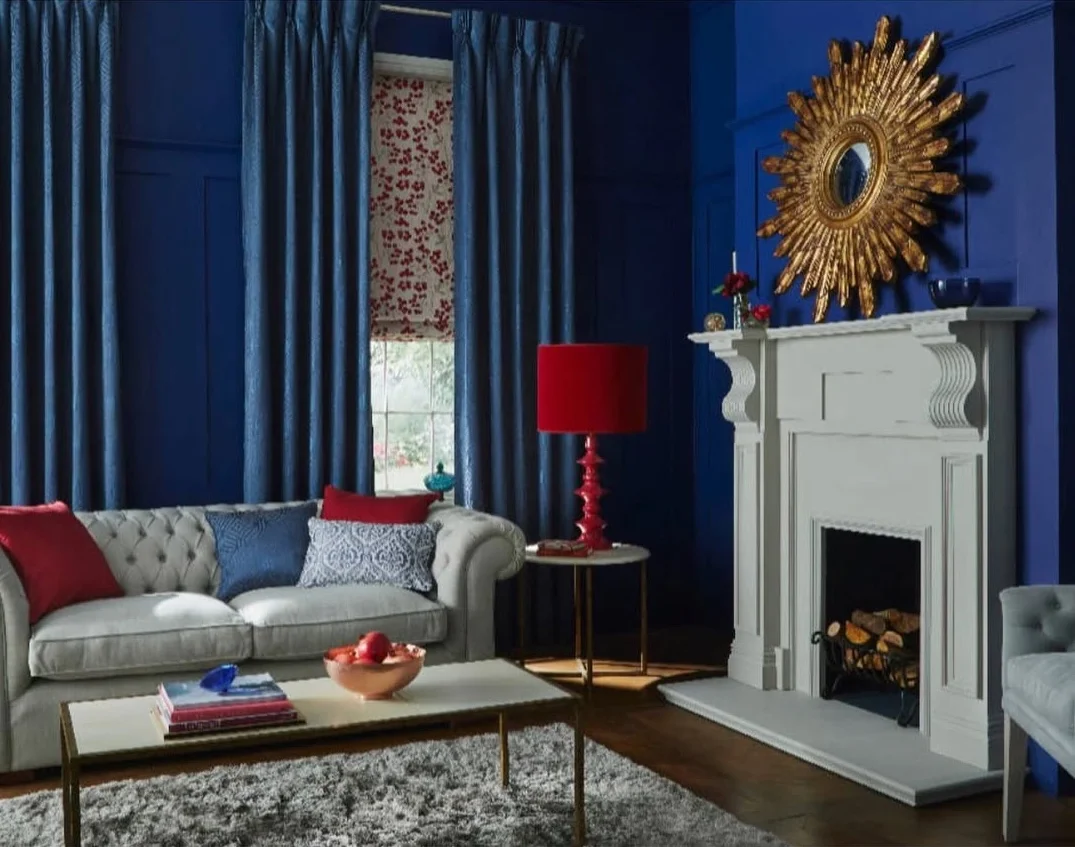 Classic Blue Living Room with a Modern Twist