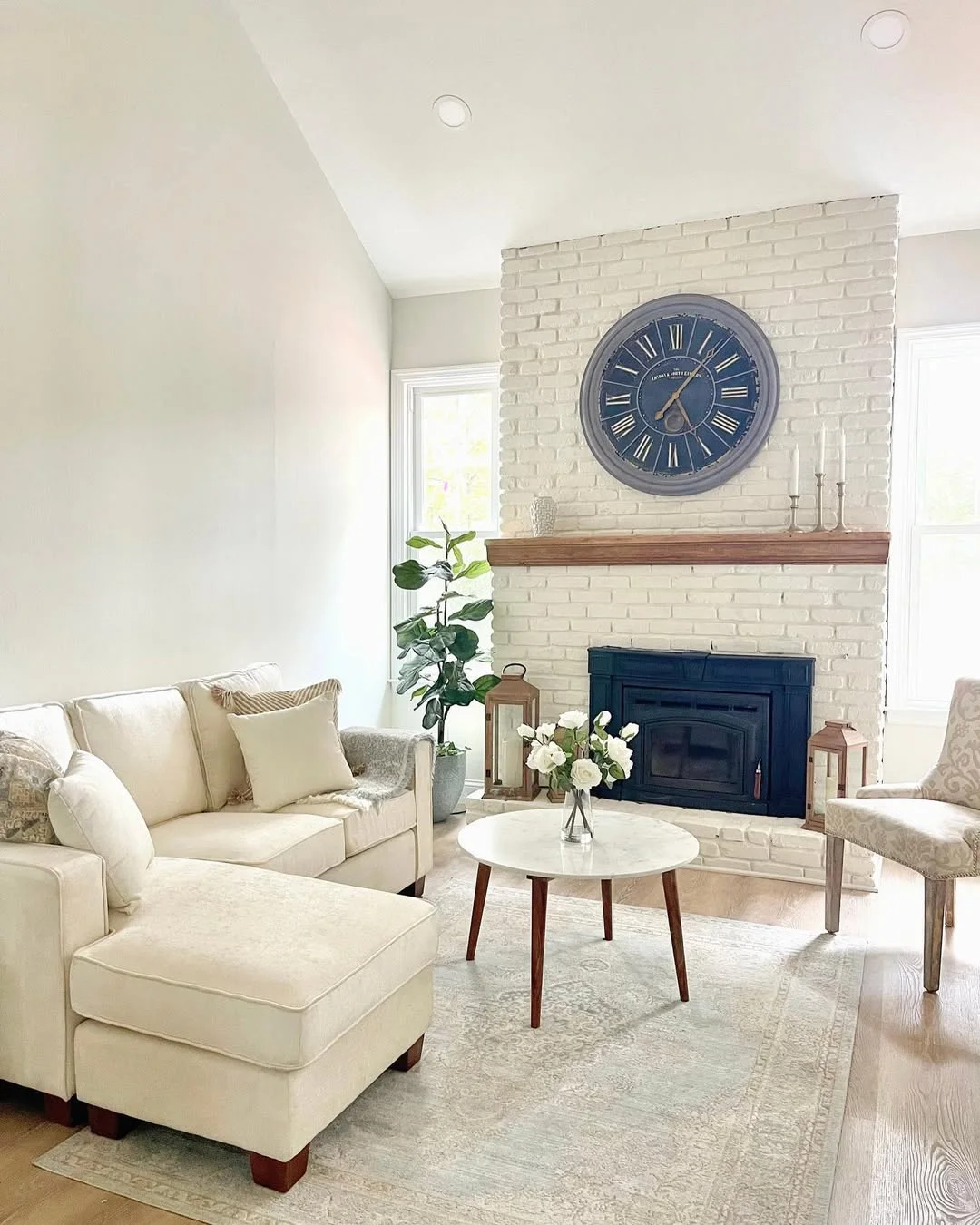 White Brick Fireplace Living Room