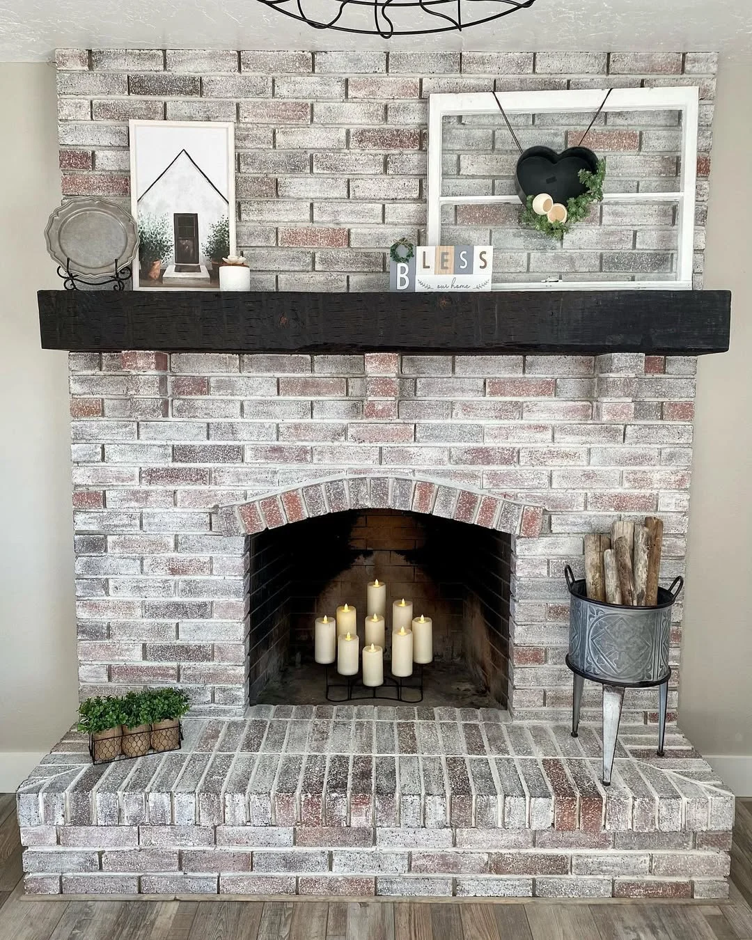 German Smear Brick Fireplace