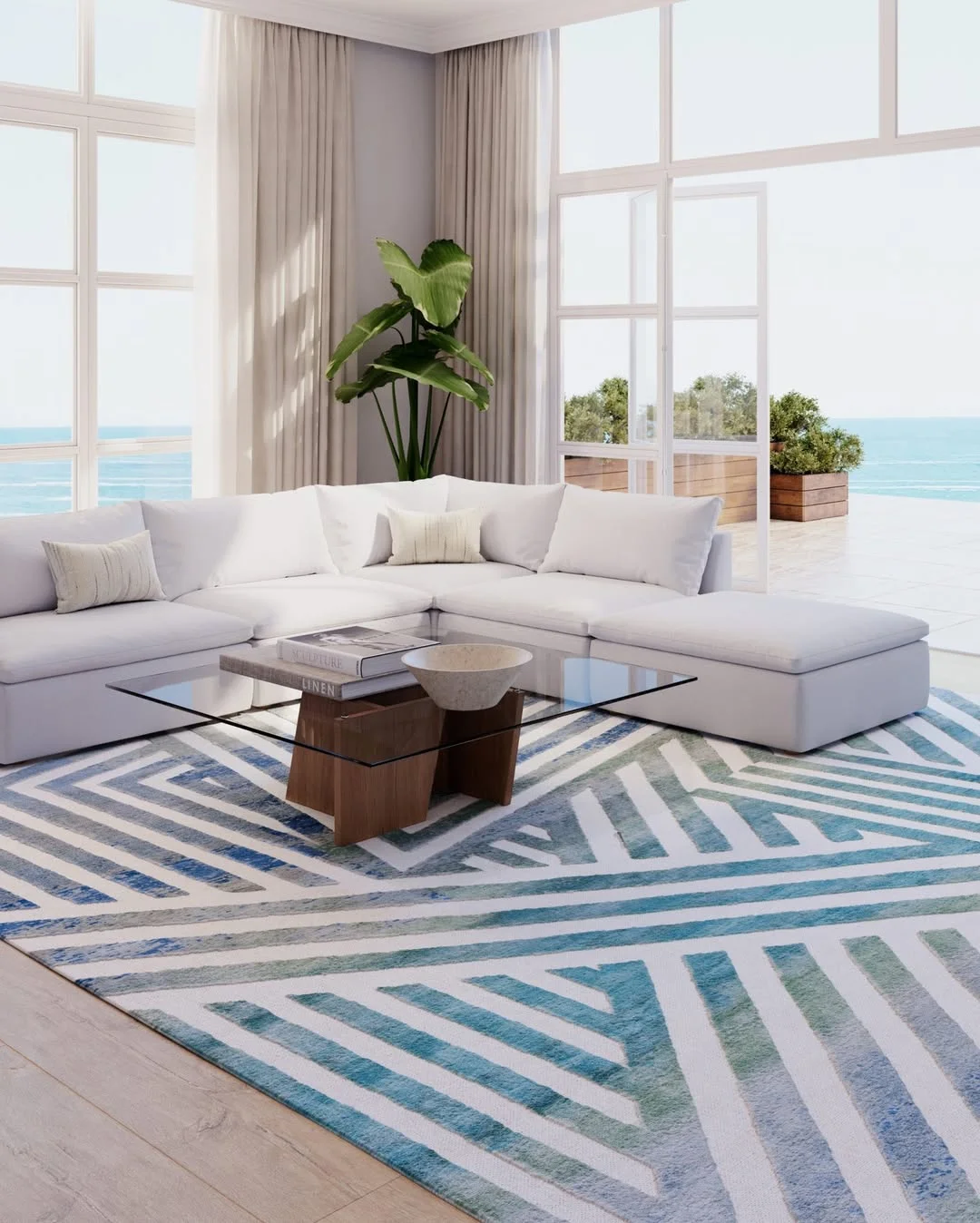 Breezy Coastal Striped Rug