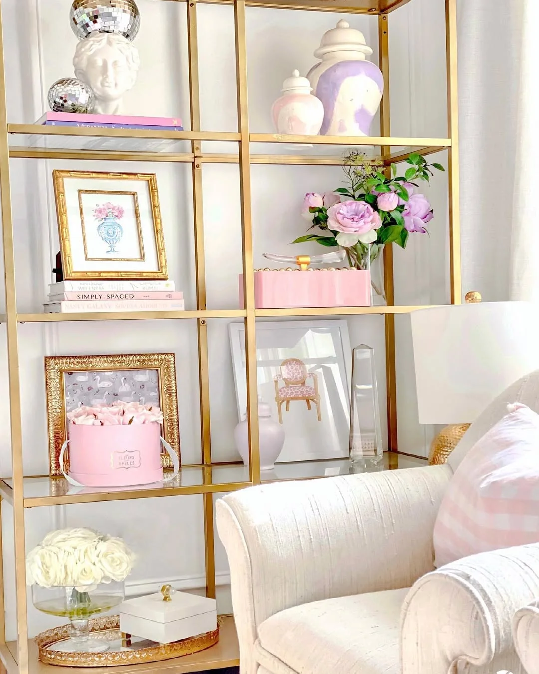 Chic &amp; Glam Living Room Shelf Styling