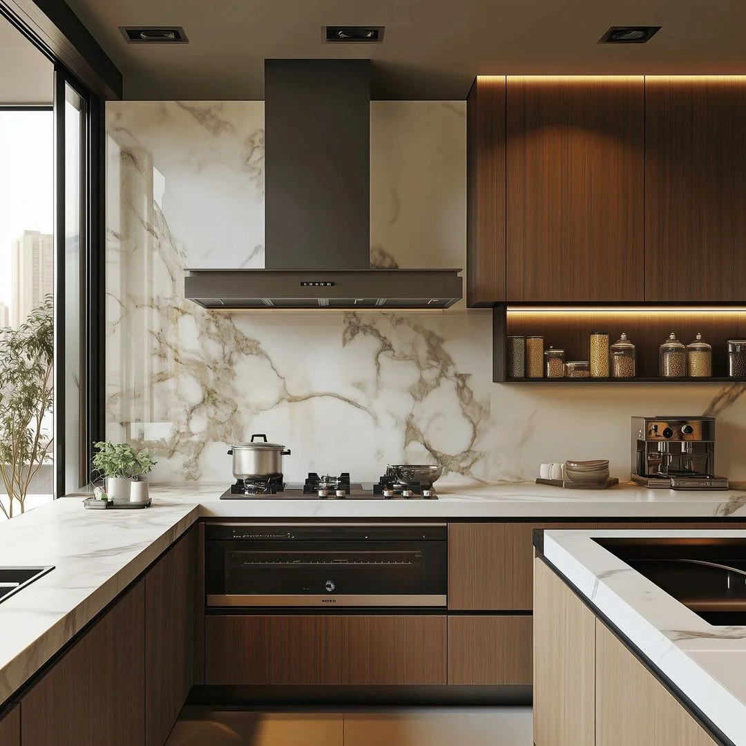 Bold Veined Marble Adds Modern Sophistication